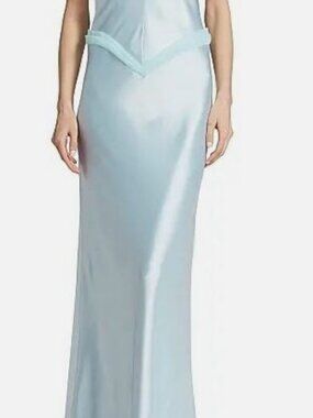 Mach & Mach Women's Blue Lotus Flower Silk Gown Dress Size 12